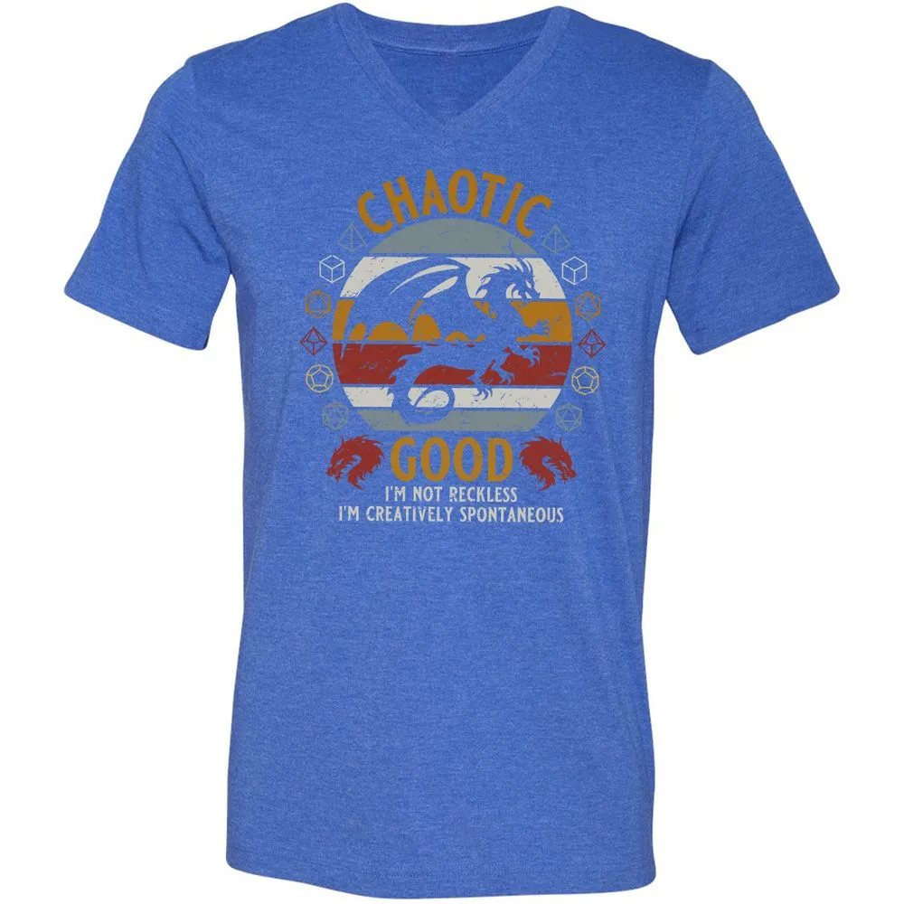 Chaotic Good Unisex V-Neck T-Shirt - Heather True Royal - 14