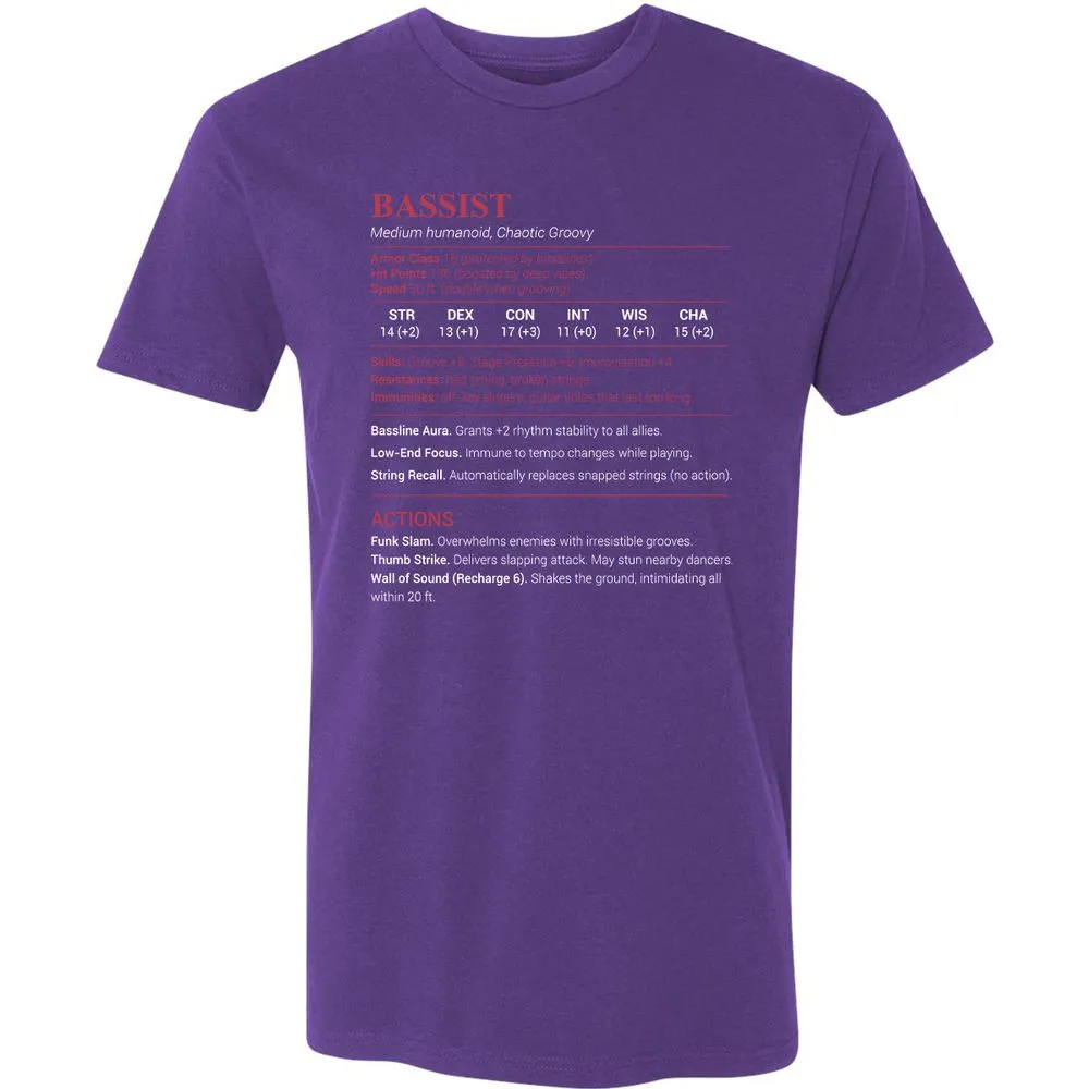Bassist Stats Premium Unisex T-Shirt - Purple Rush - 7