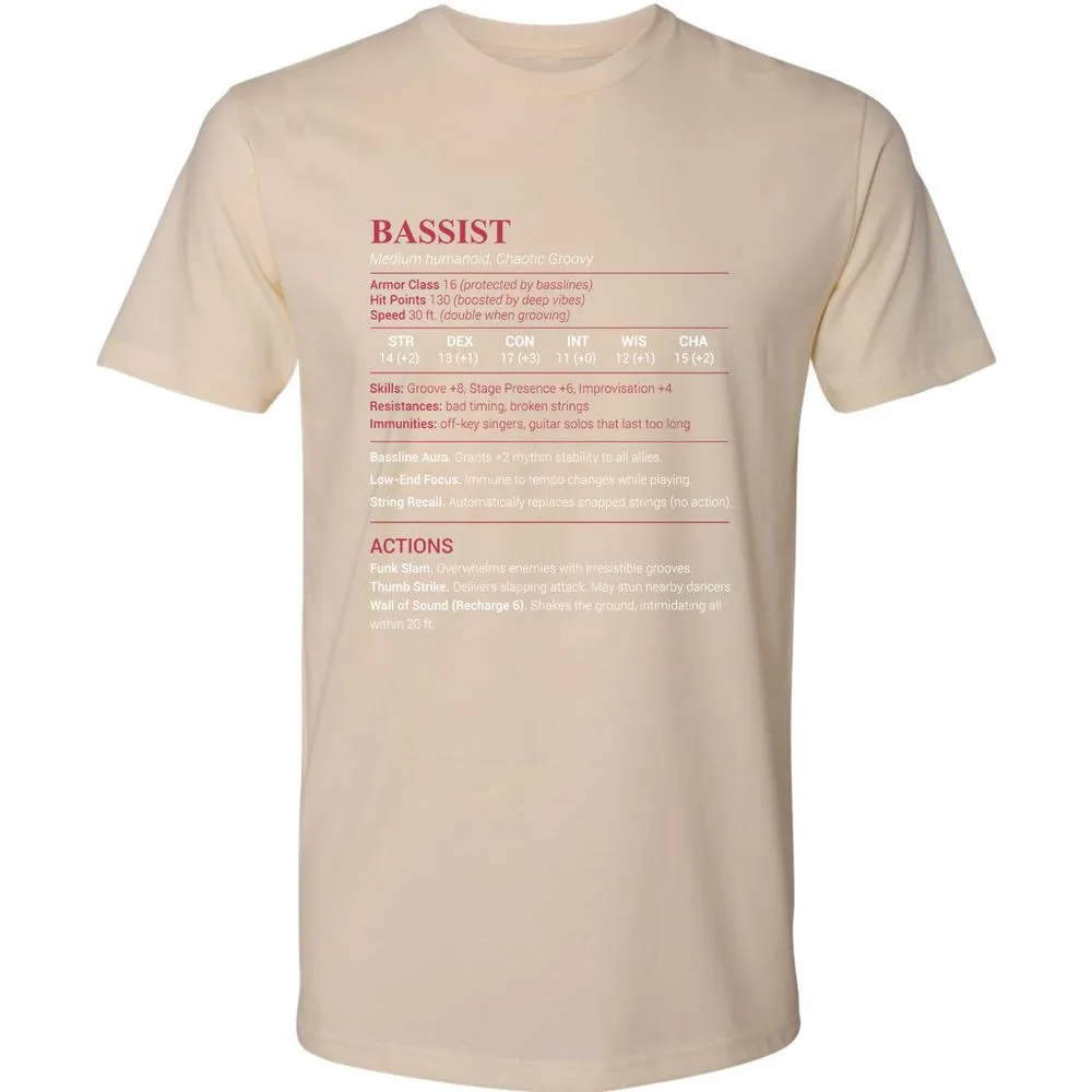 Bassist Stats Premium Unisex T-Shirt - Cream - 14