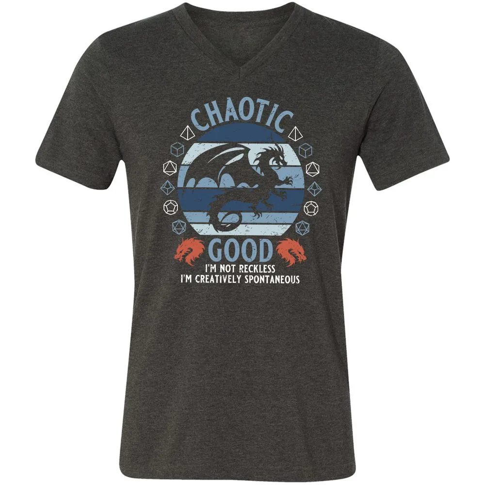 Chaotic Good 2 Unisex V-Neck T-Shirt - Dark Grey Heather - 8