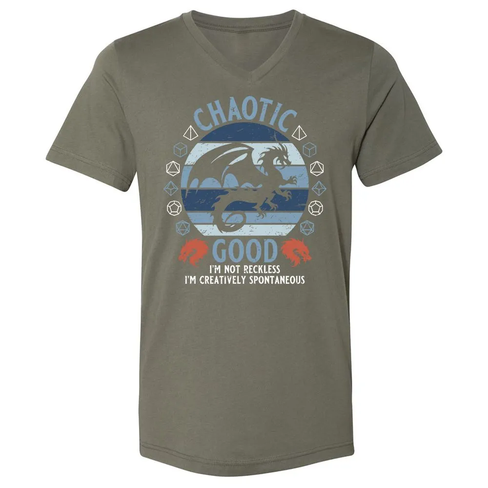 Chaotic Good 2 Unisex V-Neck T-Shirt - Military Green - 10
