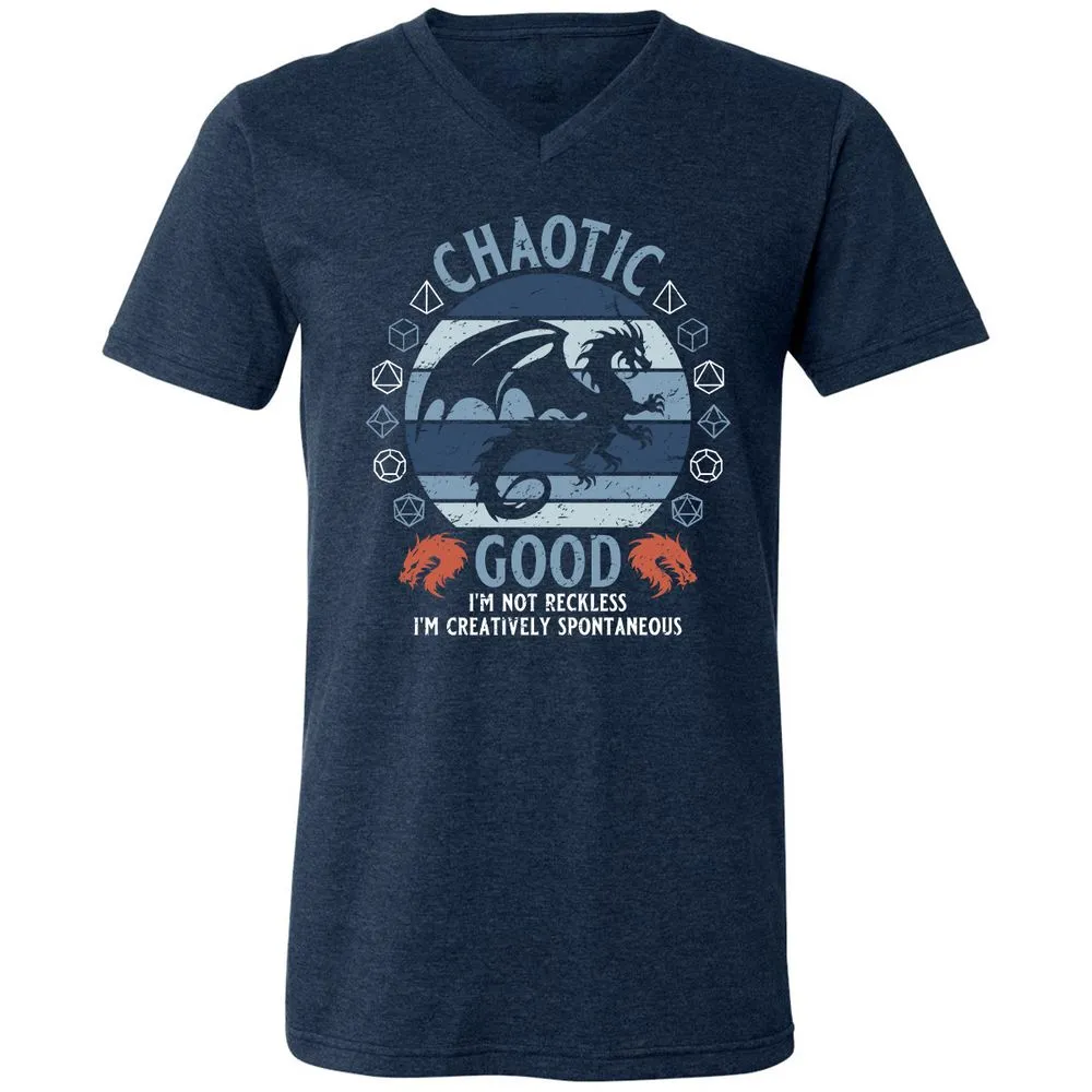 Chaotic Good 2 Unisex V-Neck T-Shirt - Heather Navy - 15