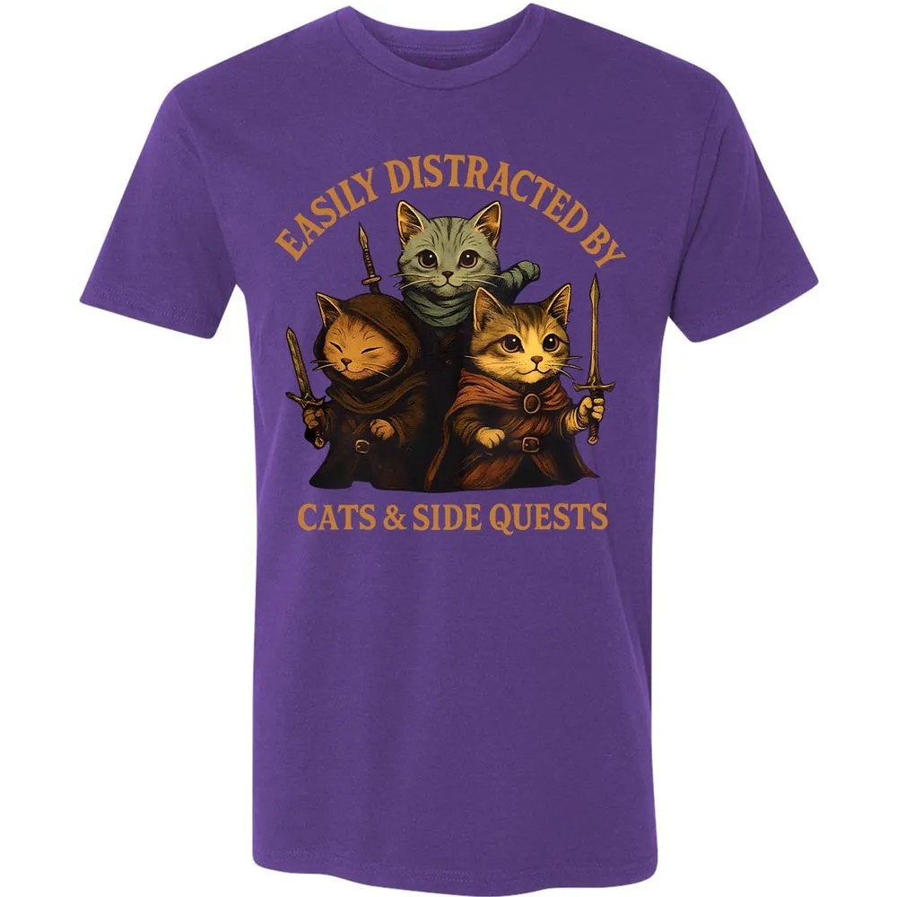 Easily Distracted By Cats & Side Quests Premium Unisex T-Shirt - Purple Rush - 7