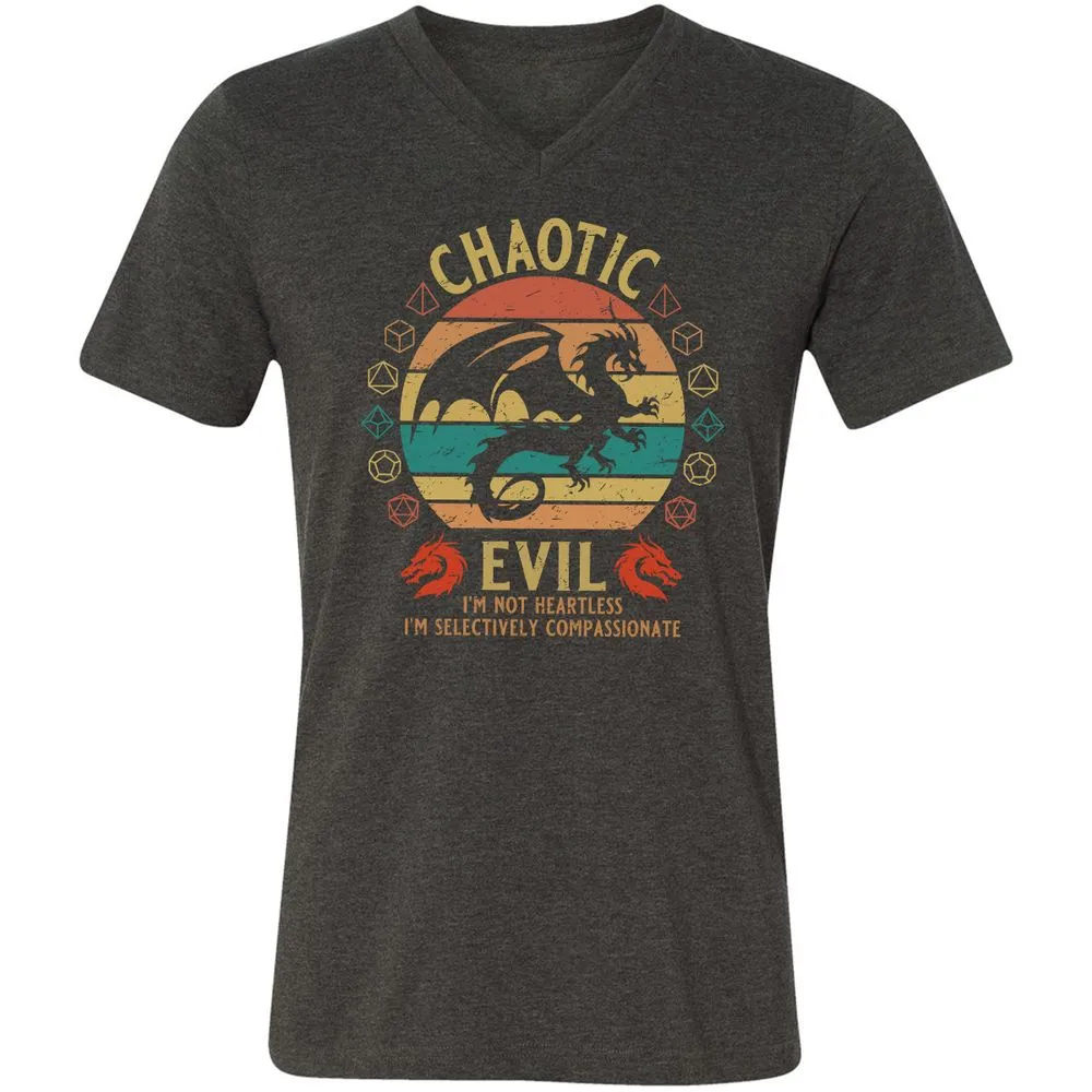 Chaotic Evil Unisex V-Neck T-Shirt - Dark Grey Heather - 8