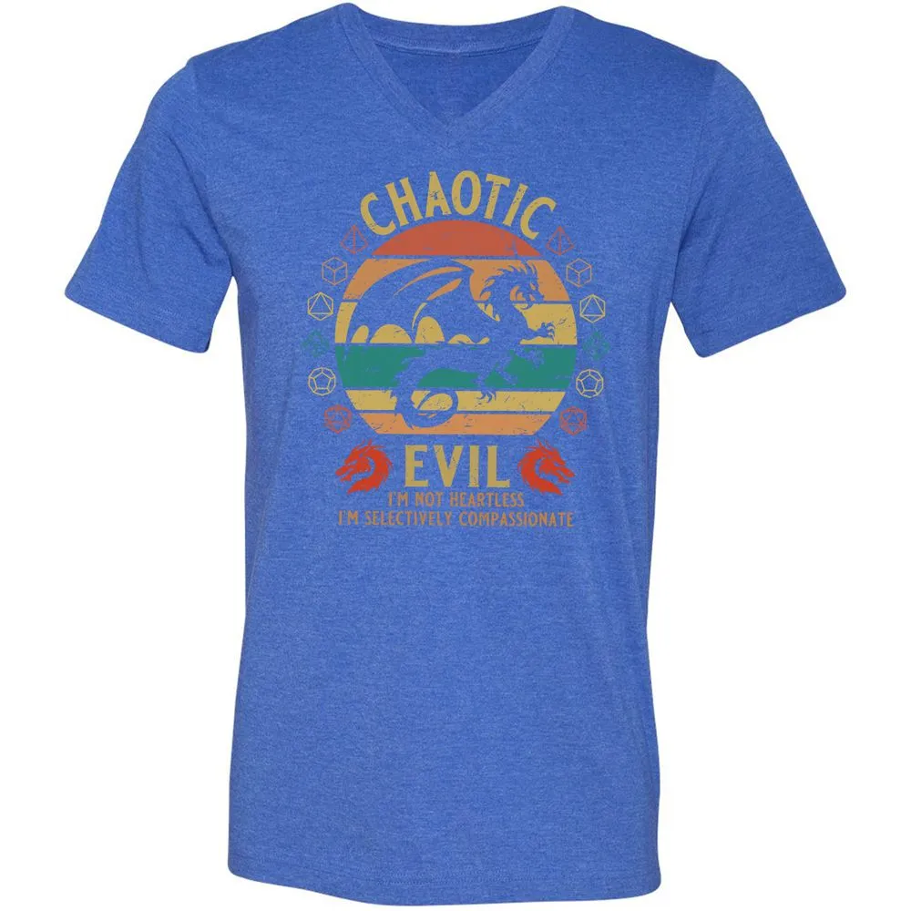 Chaotic Evil Unisex V-Neck T-Shirt - Heather True Royal - 14