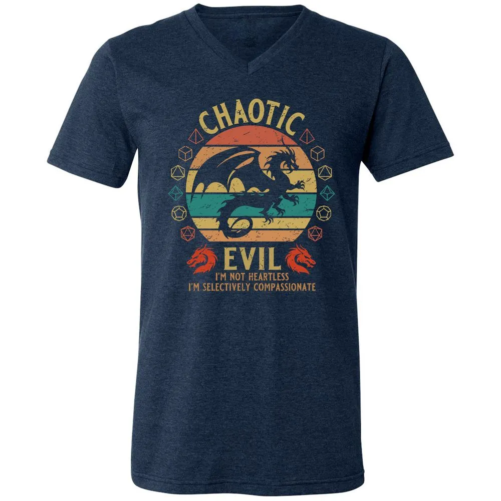 Chaotic Evil Unisex V-Neck T-Shirt - Heather Navy - 15