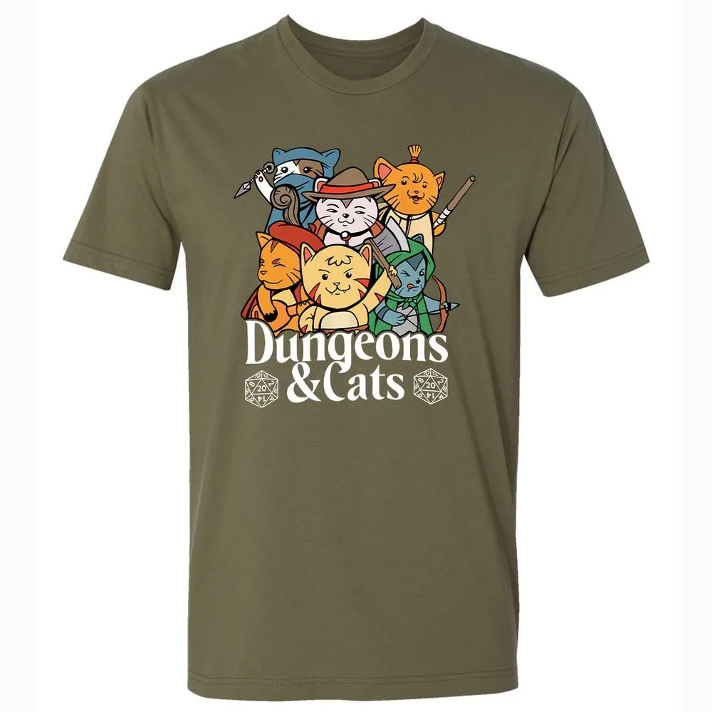 Dungeons & Cats Premium Unisex T-Shirt - Military Green - 5