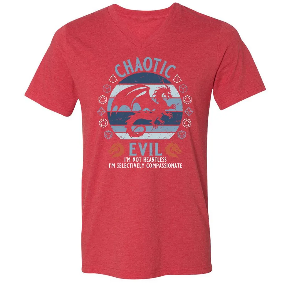 Chaotic Evil 2 Unisex V-Neck T-Shirt - Heather Red - 16