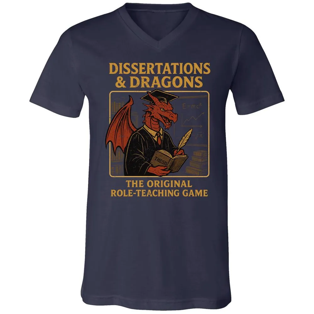 Disserations & Dragons Unisex V-Neck T-Shirt - Navy - 2