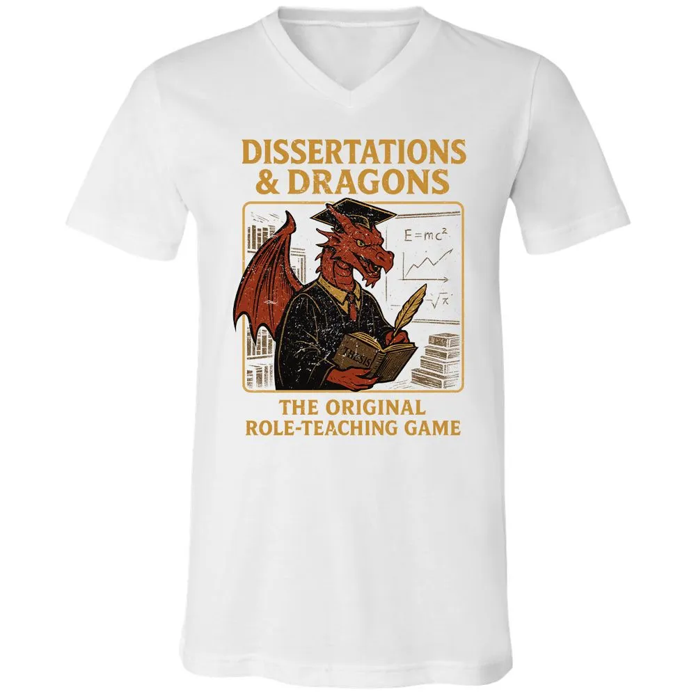 Disserations & Dragons Unisex V-Neck T-Shirt - White - 5
