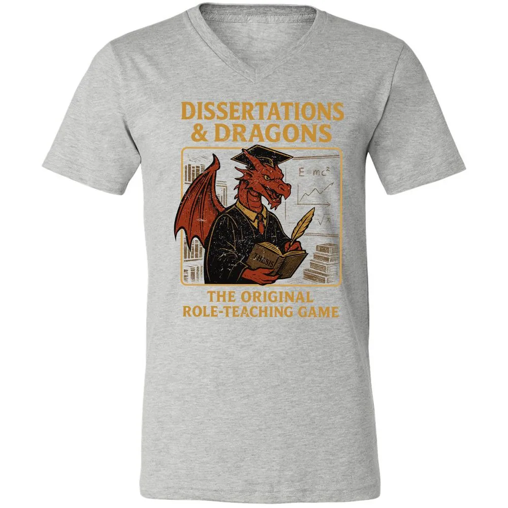 Disserations & Dragons Unisex V-Neck T-Shirt - Athletic Heather - 7