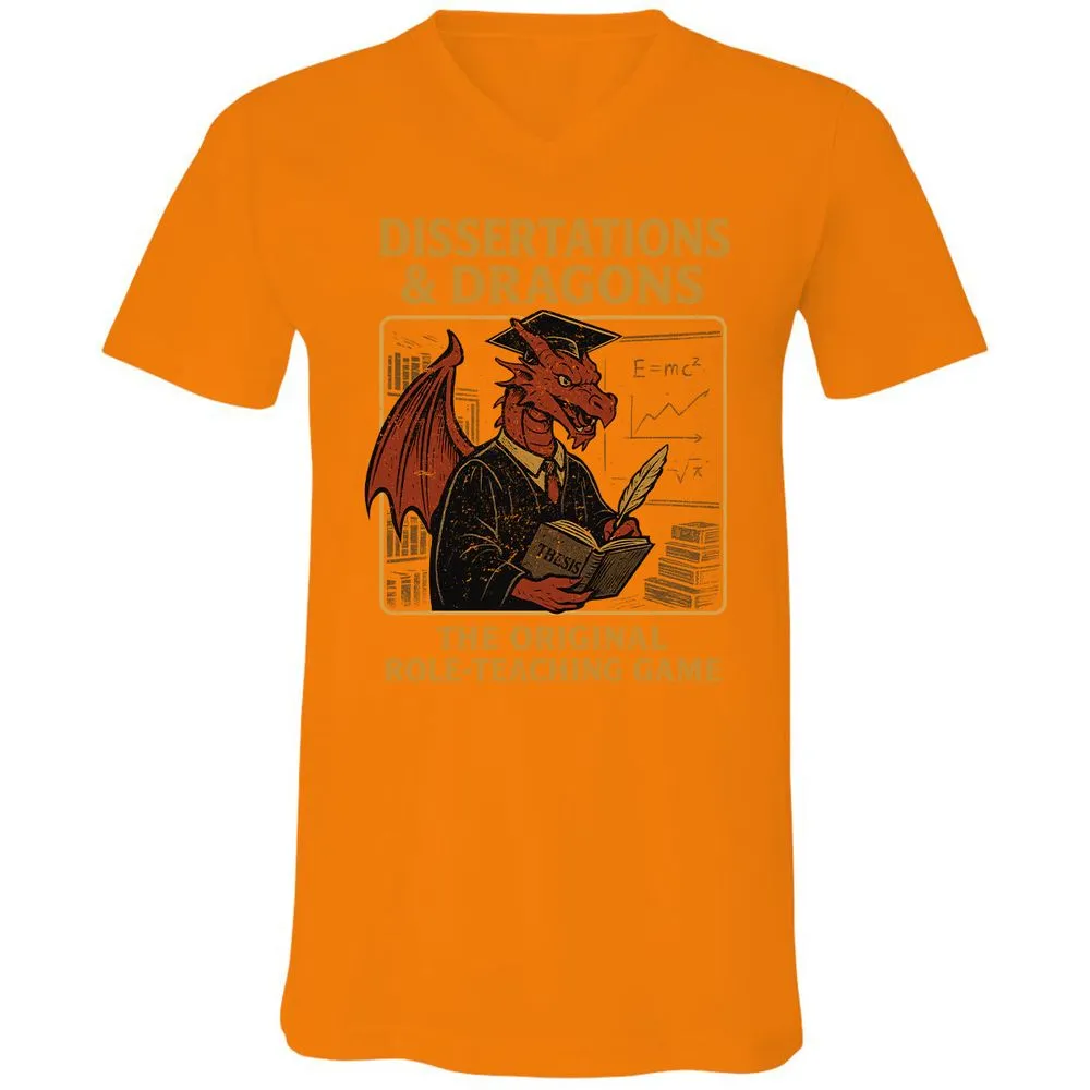 Disserations & Dragons Unisex V-Neck T-Shirt - Orange - 11