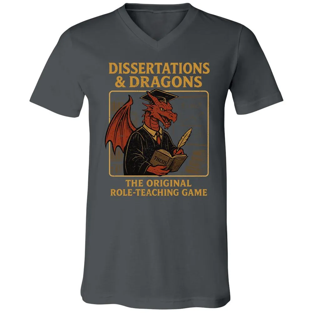Disserations & Dragons Unisex V-Neck T-Shirt - Asphalt - 12