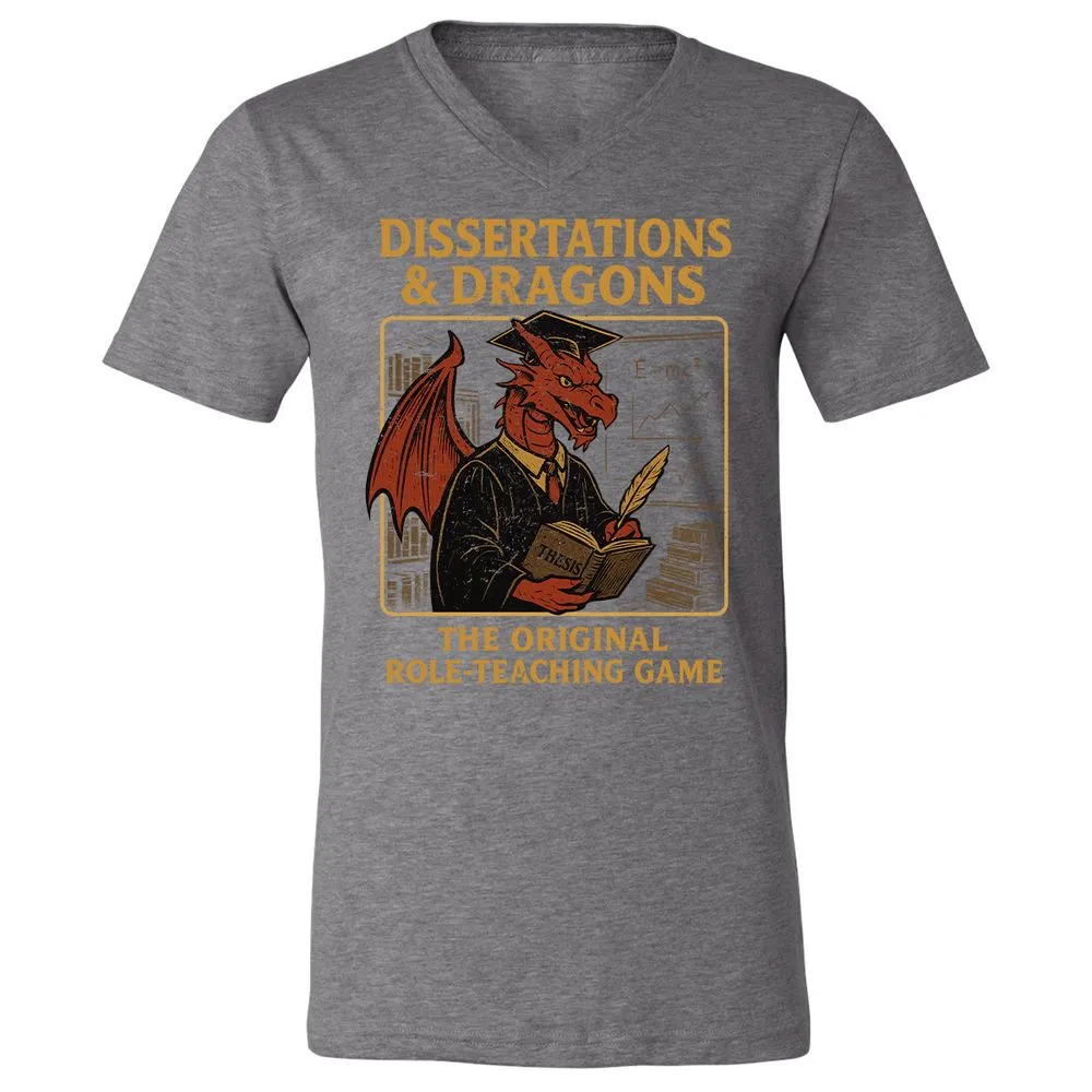Disserations & Dragons Unisex V-Neck T-Shirt - Deep Heather - 13