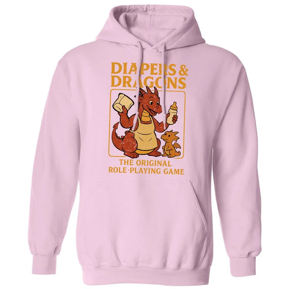 Diapers & Dragons Classic Unisex Hoodie - Light Pink - 3