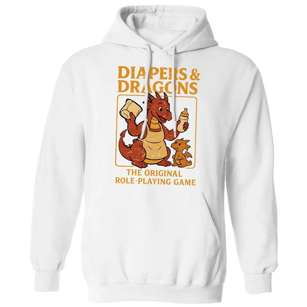 Diapers & Dragons Classic Unisex Hoodie - White - 11