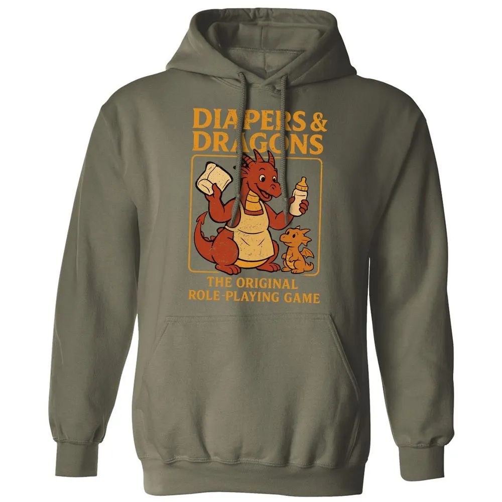 Diapers & Dragons Classic Unisex Hoodie - Military Green - 4