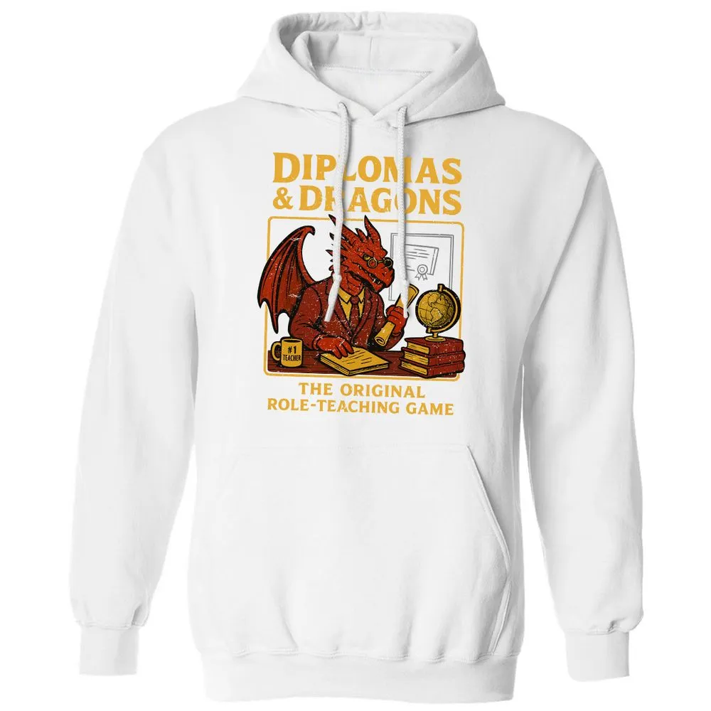 Diplomas & Dragons Classic Unisex Hoodie - White - 11