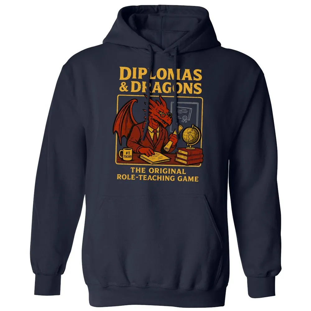 Diplomas & Dragons Classic Unisex Hoodie - Navy - 2