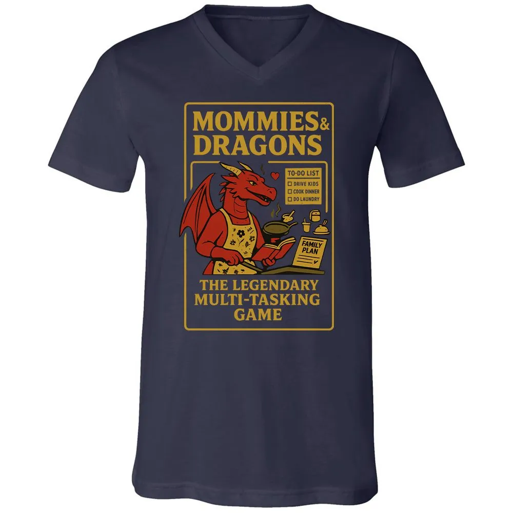 Mommies & Dragons Unisex V-Neck T-Shirt - Navy - 2