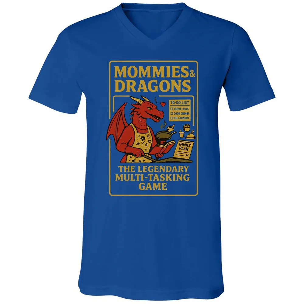 Mommies & Dragons Unisex V-Neck T-Shirt - True Royal - 4