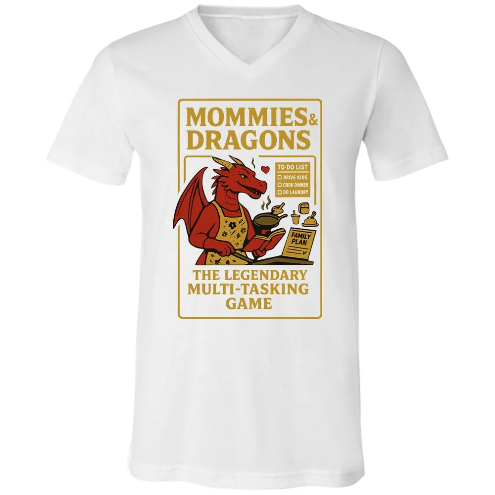 Mommies & Dragons Unisex V-Neck T-Shirt - White - 5