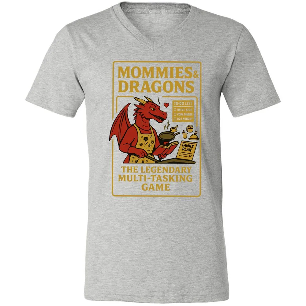 Mommies & Dragons Unisex V-Neck T-Shirt - Athletic Heather - 7