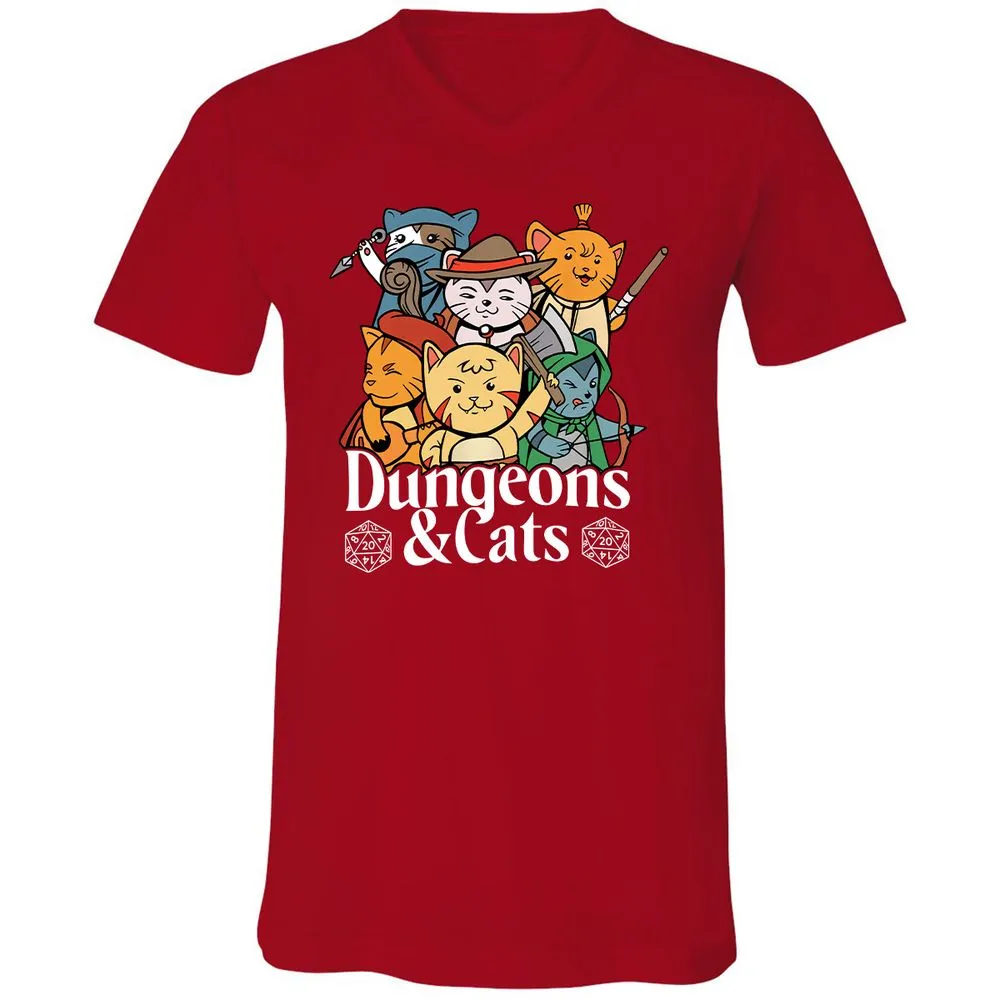 Dungeons & Cats Unisex V-Neck T-Shirt - Red - 3