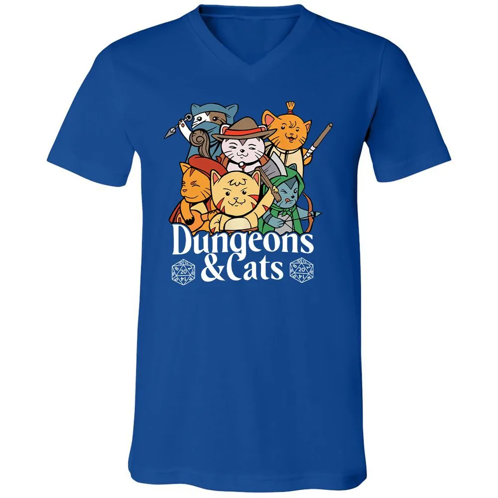 Dungeons & Cats Unisex V-Neck T-Shirt - True Royal - 4