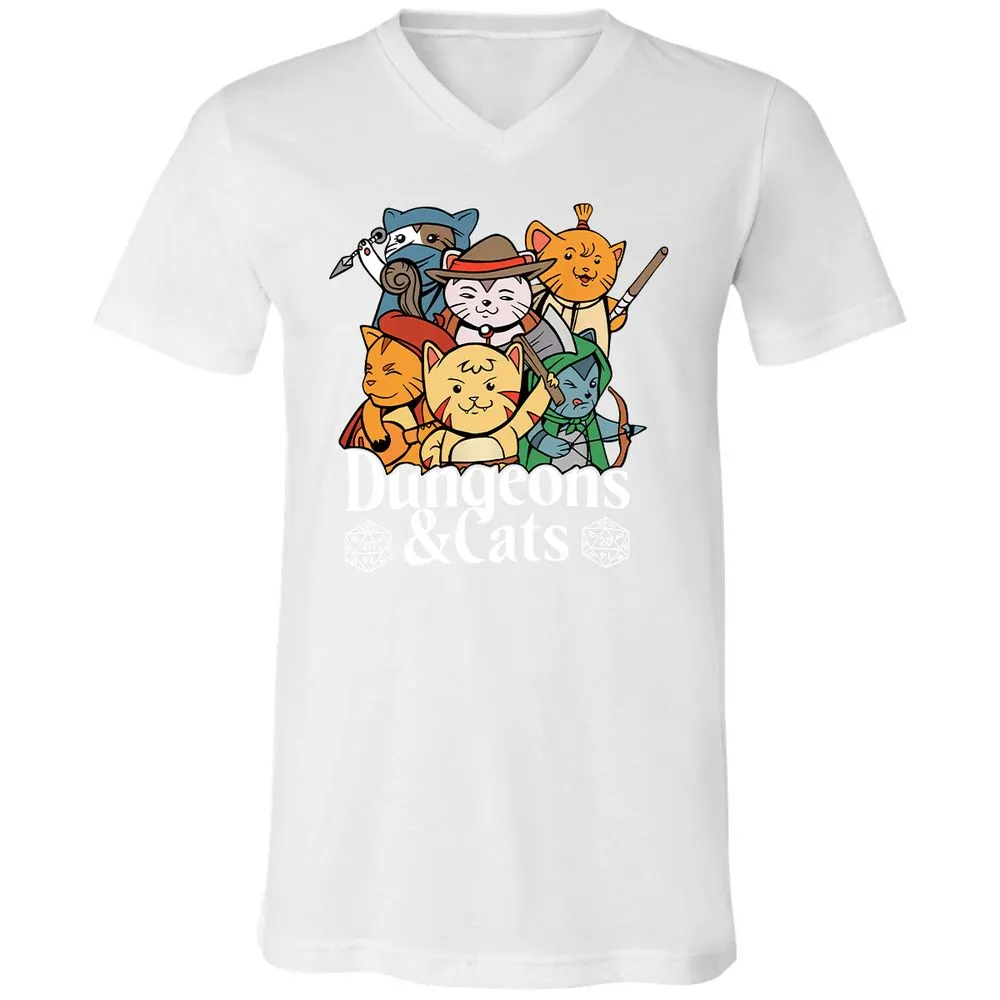 Dungeons & Cats Unisex V-Neck T-Shirt - White - 5