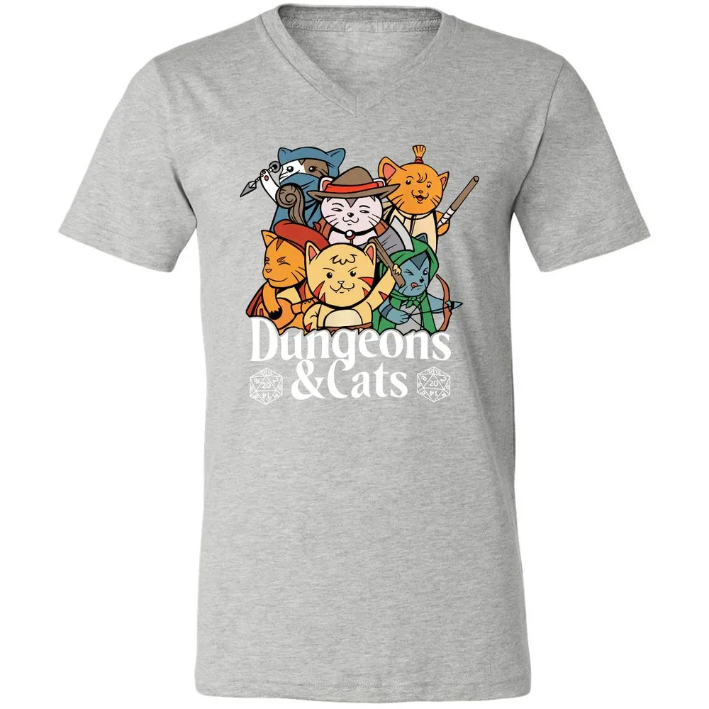 Dungeons & Cats Unisex V-Neck T-Shirt - Athletic Heather - 7