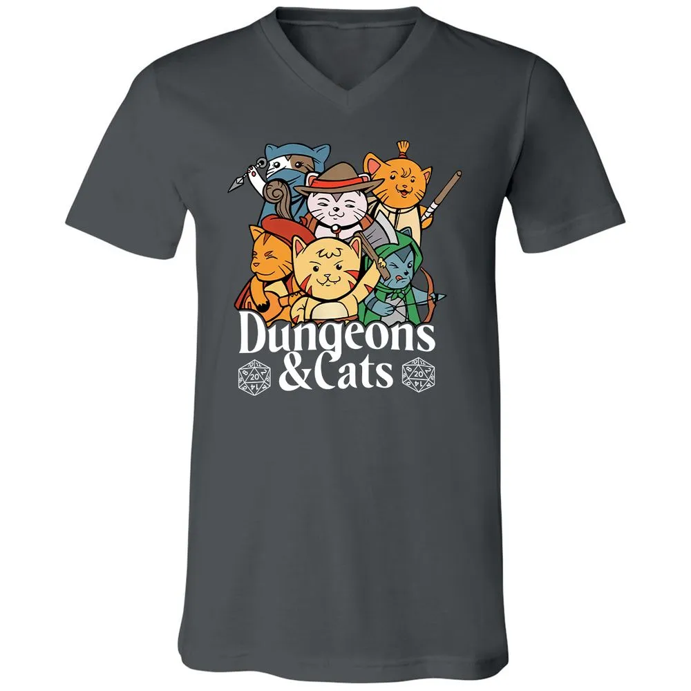 Dungeons & Cats Unisex V-Neck T-Shirt - Asphalt - 12