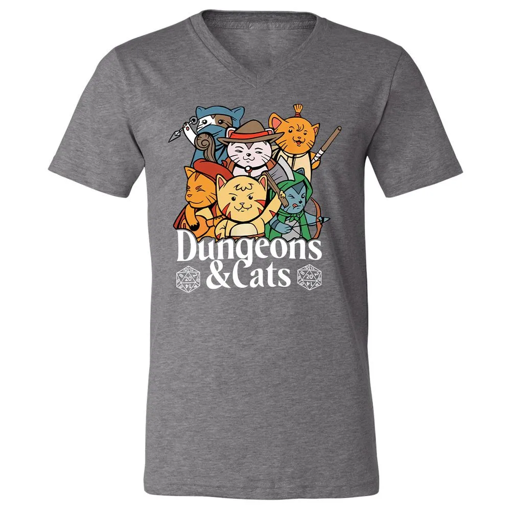 Dungeons & Cats Unisex V-Neck T-Shirt - Deep Heather - 13