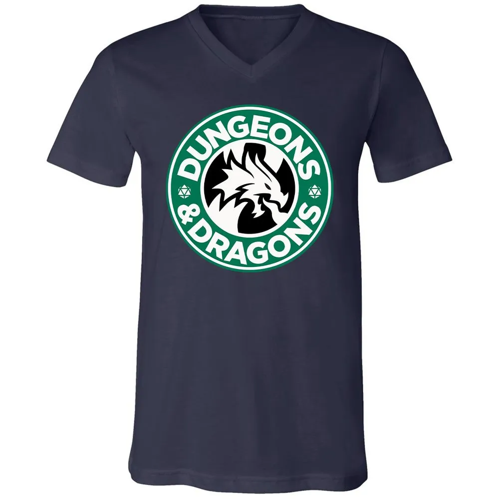 D&D Coffee Unisex V-Neck T-Shirt - Navy - 2