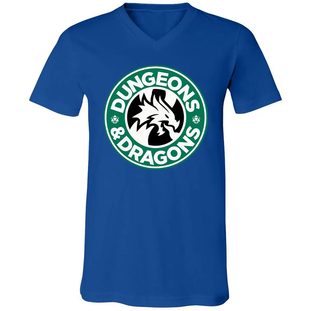 D&D Coffee Unisex V-Neck T-Shirt - True Royal - 4