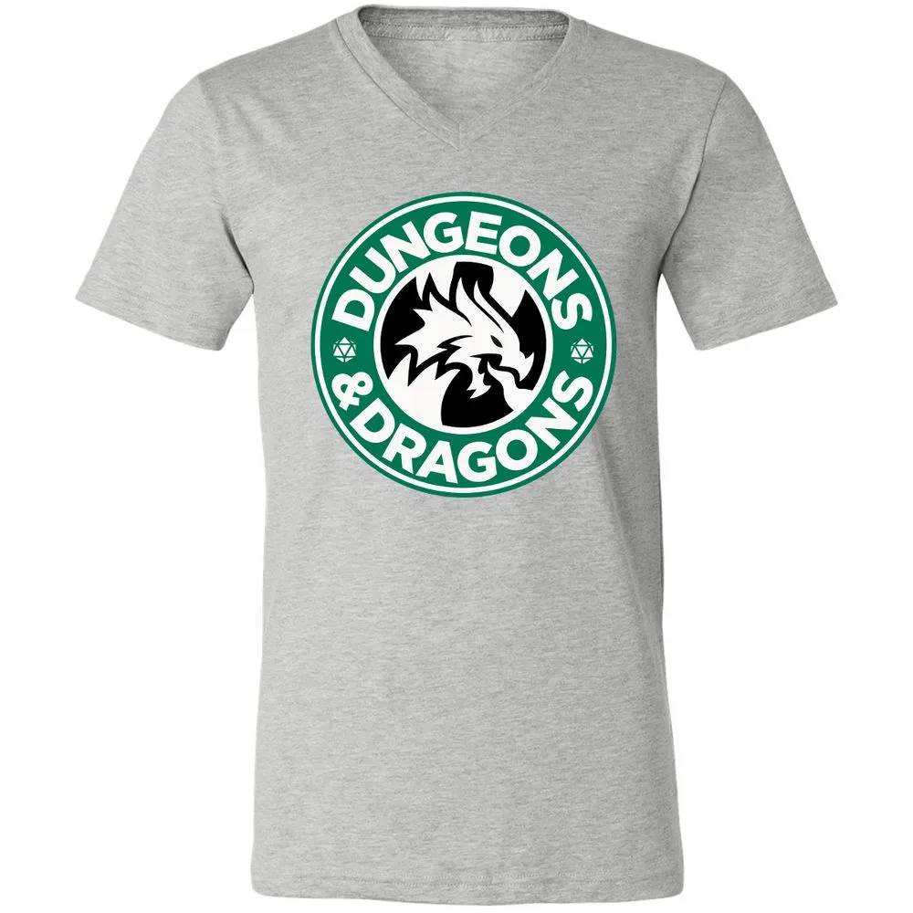 D&D Coffee Unisex V-Neck T-Shirt - Athletic Heather - 7