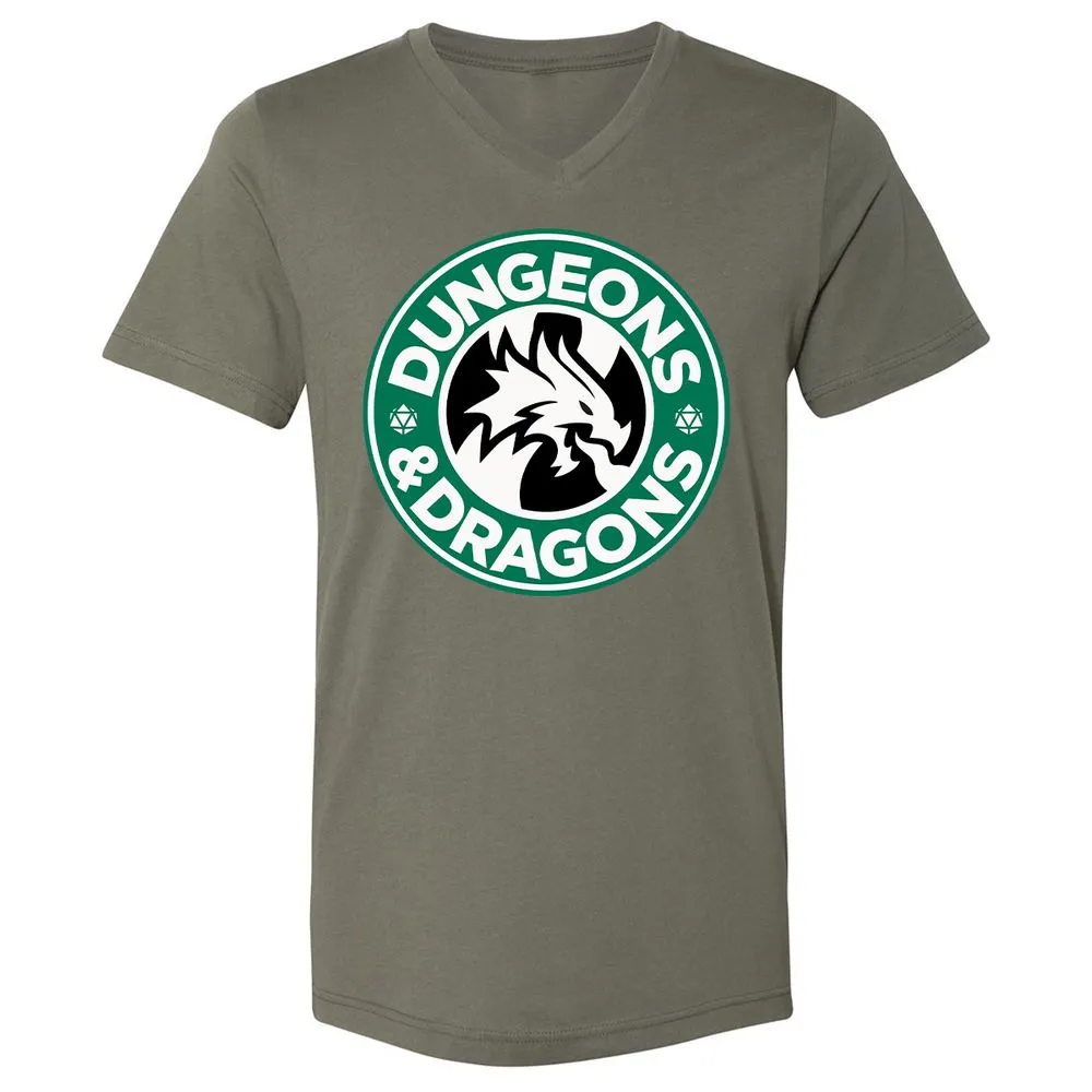 D&D Coffee Unisex V-Neck T-Shirt - Military Green - 10