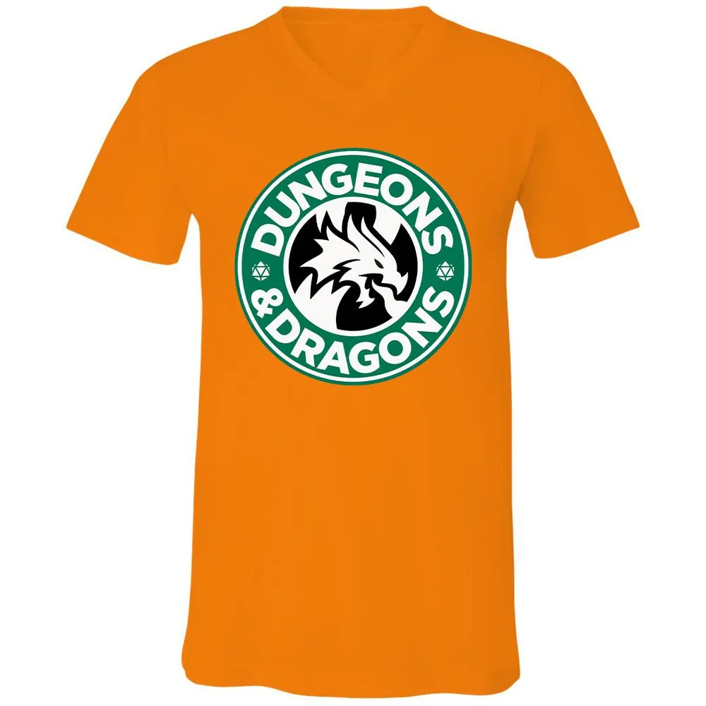 D&D Coffee Unisex V-Neck T-Shirt - Orange - 11