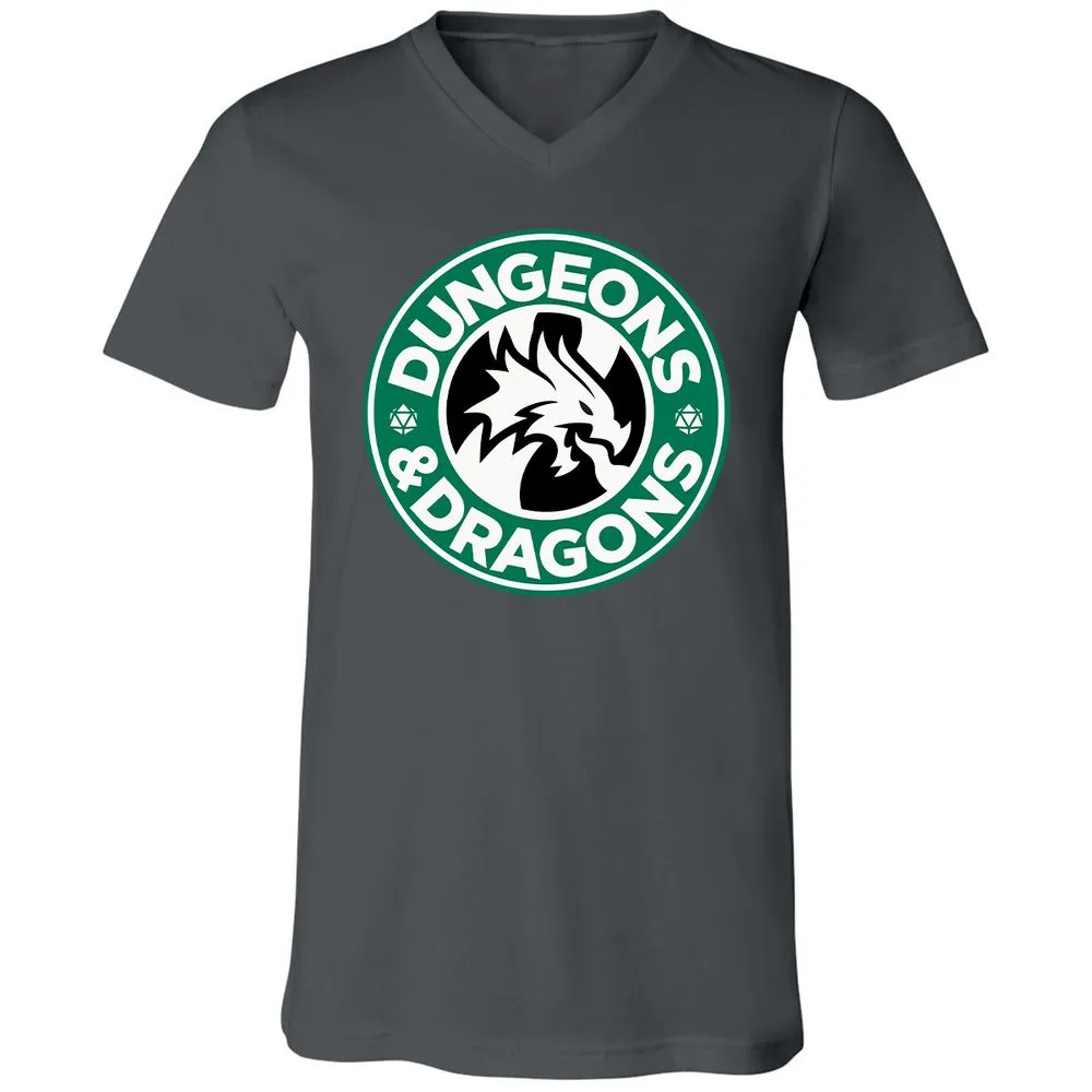 D&D Coffee Unisex V-Neck T-Shirt - Asphalt - 12