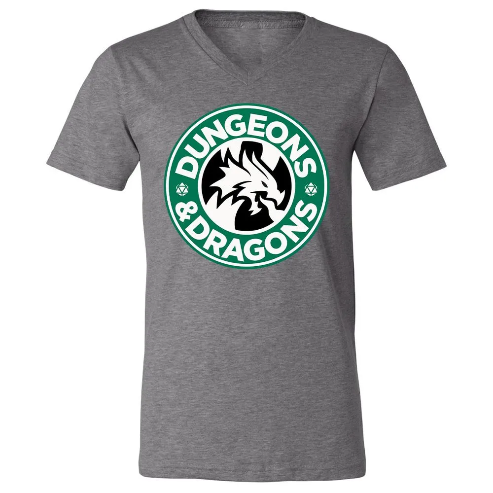 D&D Coffee Unisex V-Neck T-Shirt - Deep Heather - 13
