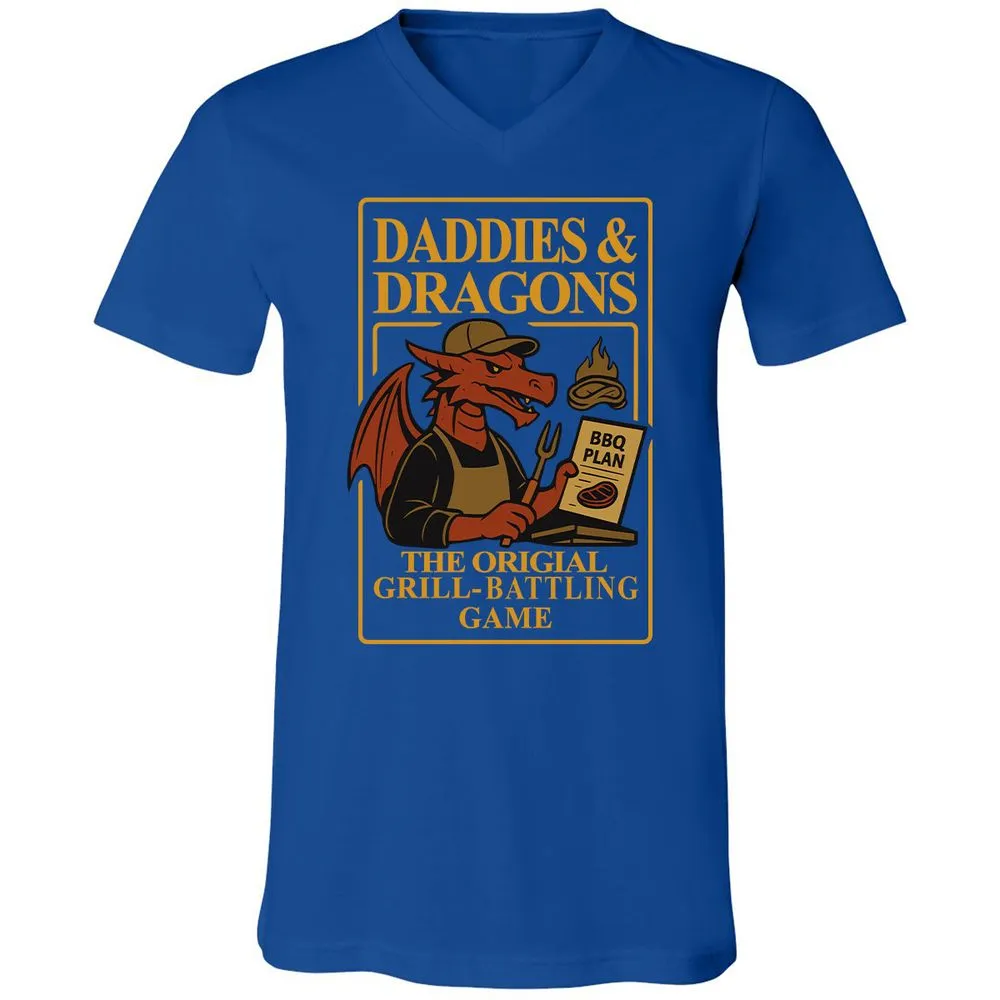 Daddies & Dragons Unisex V-Neck T-Shirt - True Royal - 4