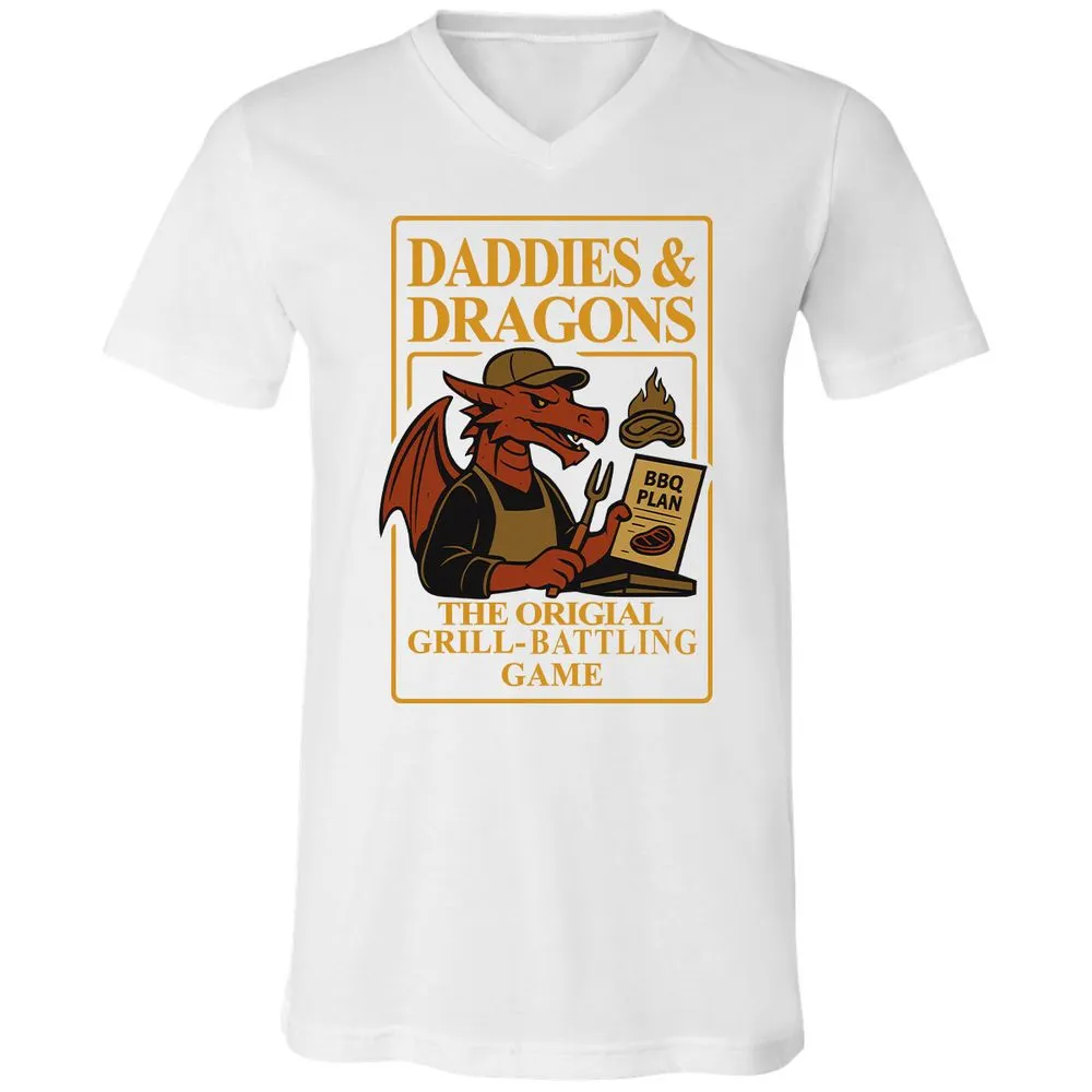 Daddies & Dragons Unisex V-Neck T-Shirt - White - 5