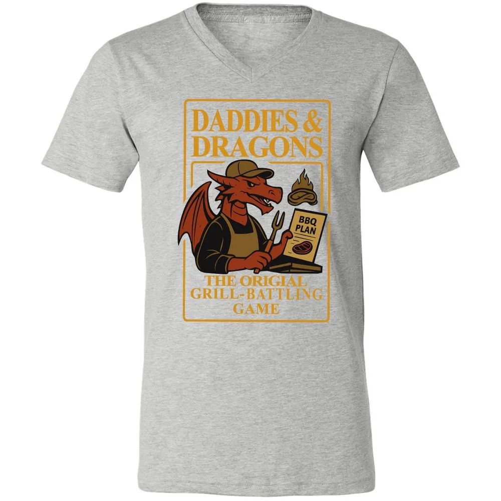 Daddies & Dragons Unisex V-Neck T-Shirt - Athletic Heather - 7