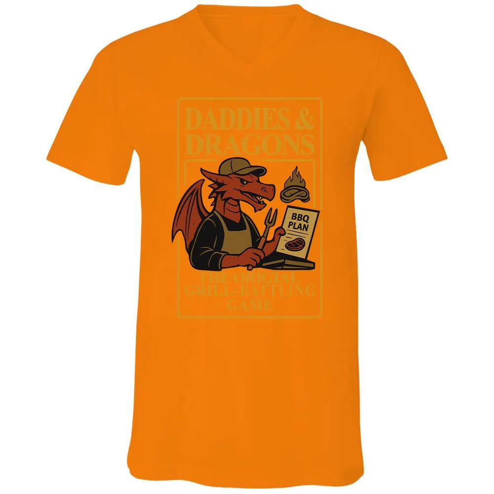 Daddies & Dragons Unisex V-Neck T-Shirt - Orange - 11