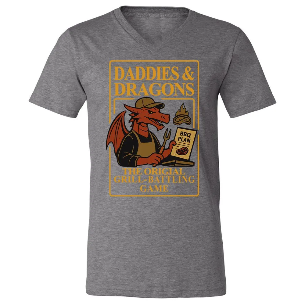 Daddies & Dragons Unisex V-Neck T-Shirt - Deep Heather - 13