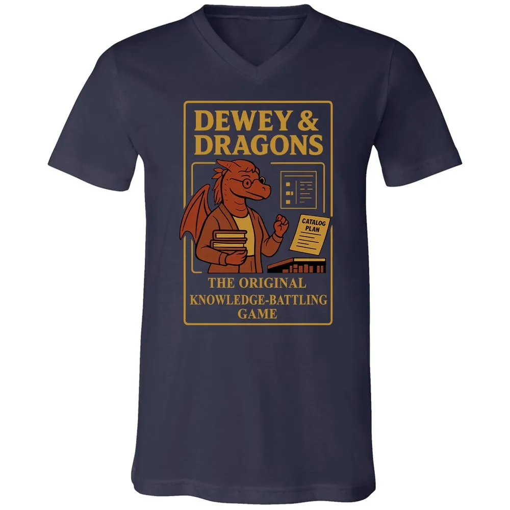 Dewey & Dragons Unisex V-Neck T-Shirt - Navy - 2