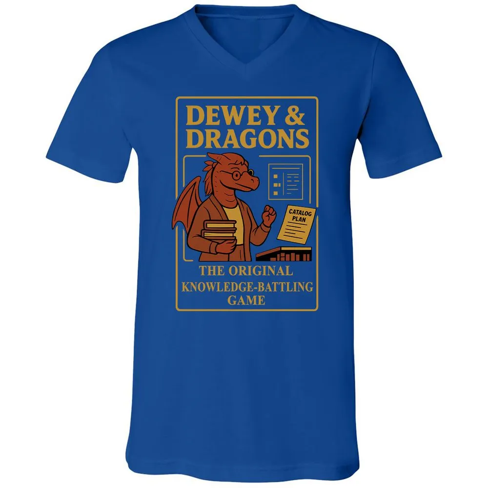 Dewey & Dragons Unisex V-Neck T-Shirt - True Royal - 4