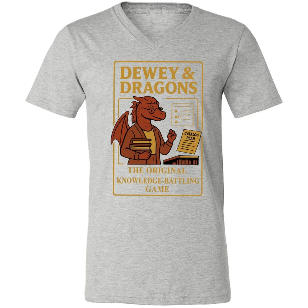 Dewey & Dragons Unisex V-Neck T-Shirt - Athletic Heather - 7
