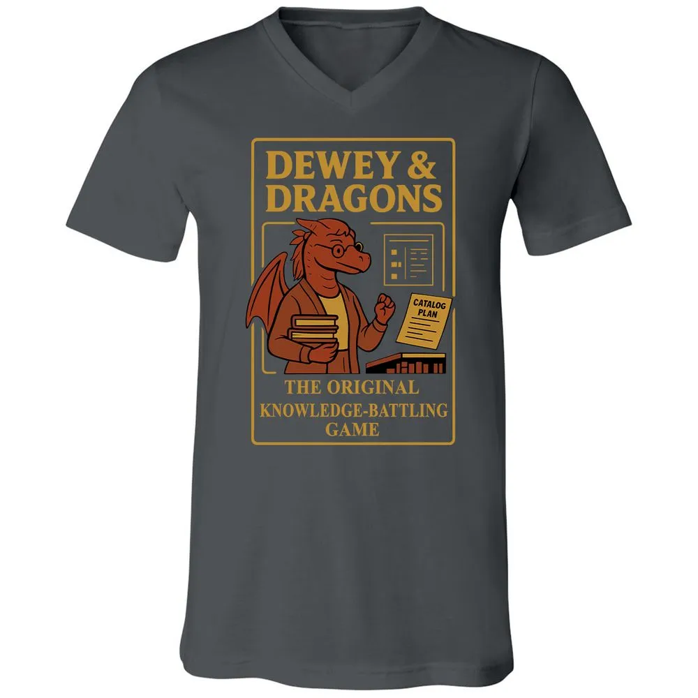 Dewey & Dragons Unisex V-Neck T-Shirt - Asphalt - 12