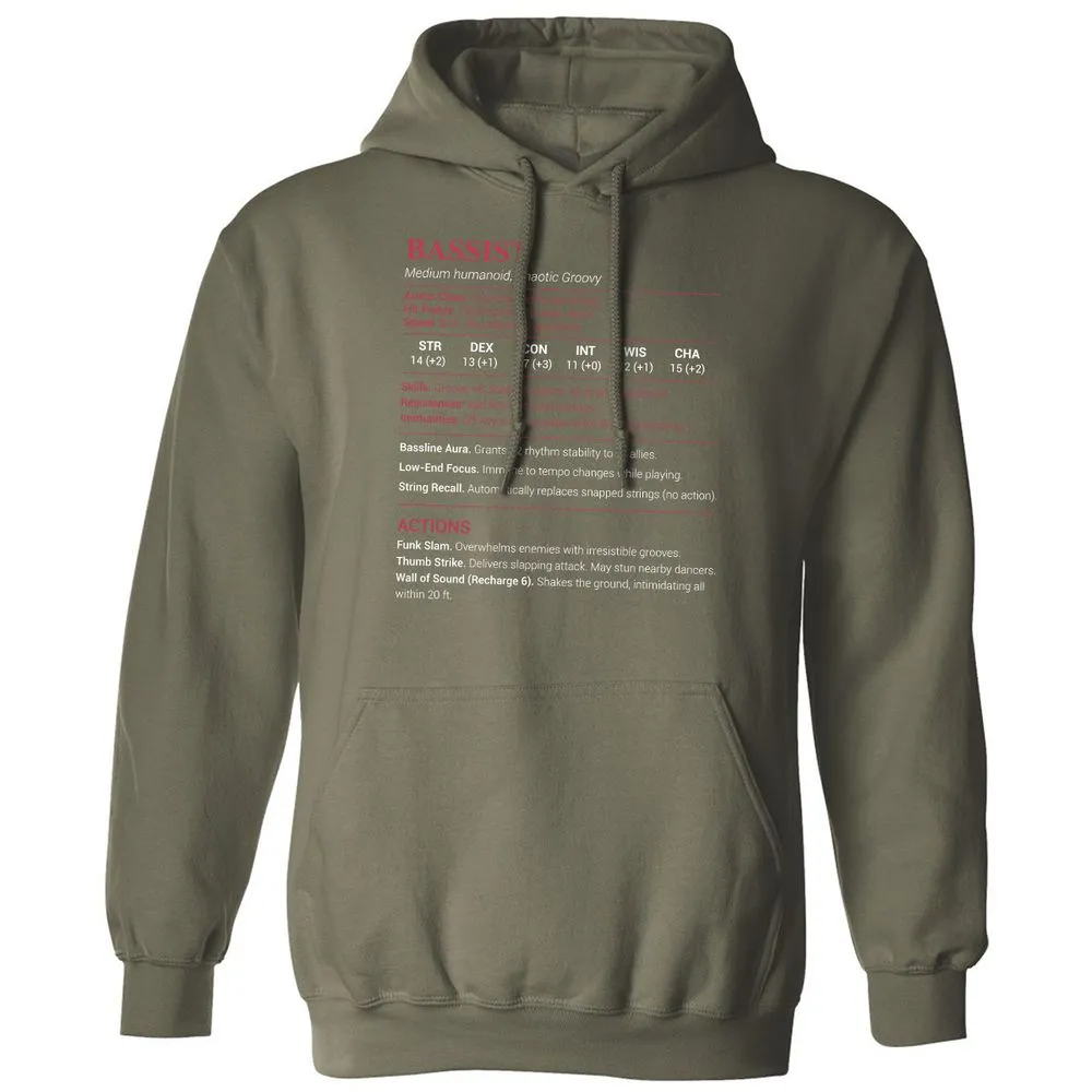 Bassist Stats Classic Unisex Hoodie - Military Green - 4